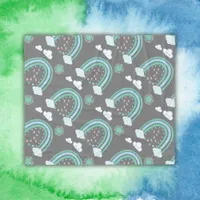 Simple Green Rainbow Boho on Charcoal | Fleece Blanket