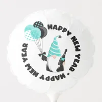Teal and Black Gnome Celebrating New Year Balloon