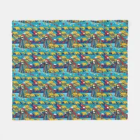 Unique Colorful Alien eating Tacos Fleece Blanket