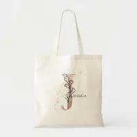 Monogram Initial Modern Letter J Boho Personalized Tote Bag