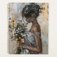 Portrait of a Lady with Flowers Gold and White Planner