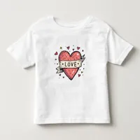 Valentine's Day Vintage Heart Doodle Love Toddler T-shirt