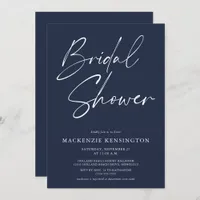Modern Minimalist Navy Blue Bridal Shower Invitation