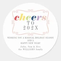 2026 Cheers Modern Retro Holiday Happy New Year Classic Round Sticker