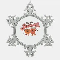 Tis The Season Retro Halloween Fall Party Vintage  Snowflake Pewter Christmas Ornament