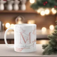 Elegant Rose Gold Foil Marble Monogram Coffee Mug