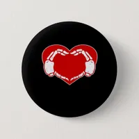 Heart Skeleton Hands Gothic Valentine Red Classic Button