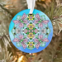 Pink Butterflies Mandala Christmas   Ornament