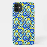 Evil Eye Symbol Pattern on Yellow iPhone 11 Case