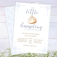 Little Dumpling Blue Watercolor Boy Baby Shower Invitation