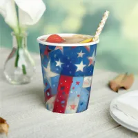 Happy Fourth of July | Patriotic Abstract US Flag Paper Cups