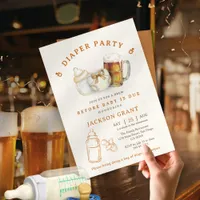 Modern Gender Neutral Beer Diaper Baby Shower Invitation