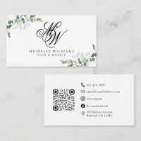 Eucalyptus Monogram QR Code Business Card