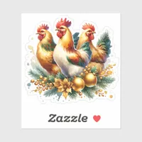 Three French Hens | Twelve Days of Christmas Sticker