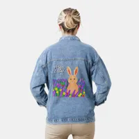 Cute Easter bunny in the flowers Denim Jacket