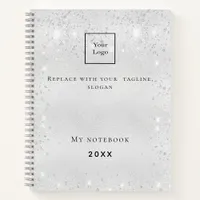 Silver glitter QR code business logo promotion Notebook