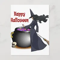 Good Looking Witch and the Cauldron Postcard