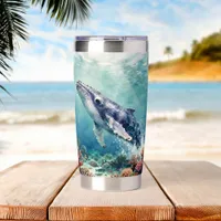 Oceanic Blue Whale and Coastal Poem Insulated Tumbler