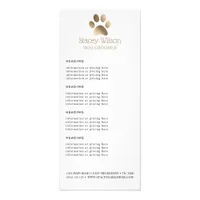 Gold Paw Print Logo Price / Services List Rack Card