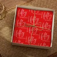 Personalized 50 and Fabulous Birthday Red  Wrapping Paper Sheets