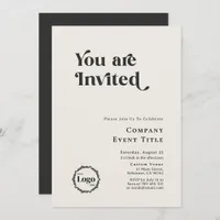 Chic Black and White Typography You are Invited Invitation