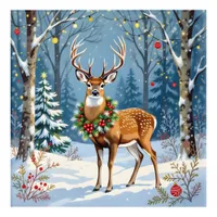 Christmas Deer in Festive Winter Forest  Acrylic Print
