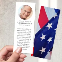 Patriotic US Flag Photo Prayer Memorial Bookmarks