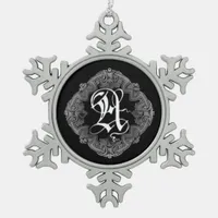 Elegant Goth Initial A Snowflake Ornament