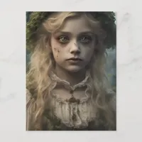 Portrait of a creepy undead Victorian blonde child Postcard