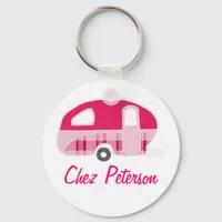 Personalized Retro Art Caravan Owner's Keychains