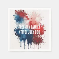 Modern Watercolor Patriotic 4th of July BBQ Party  Napkins