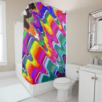 Rainbow Blip Color Burst Fluid Art Shower Curtain