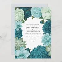 Sage Mint, Ocean Teal & Ice Bluebell Wedding Invitation