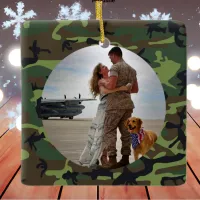 Personalized Always My Hero Army Camouflage Photo Ceramic Ornament