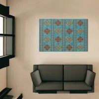 Southwest Mountain Peaks Geometric Turquoise 6x4 Rug