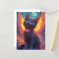 The Adorable Grey Angel Kitten Postcard