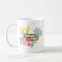 Elegant Wood Art Spring Vibes Flowers Butterflies Coffee Mug