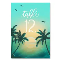 Tropical Isle Sunrise Wedding Teal ID581 Table Number