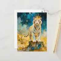 Beautiful White Tiger in a Gold Crown Postcard