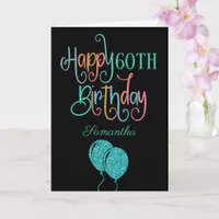 60th Happy Birthday Stylish Text Name Multicolor Card