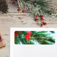 Red Berries Green Pines Christmas Return Address Label