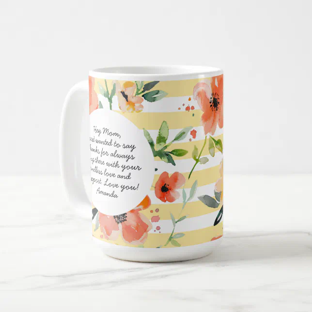 Spring Floral | Yellow Stripe | Mother's Day Photo Coffee Mug