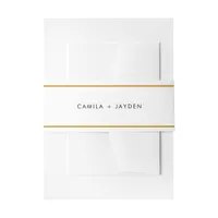 Minimalist Monogram Elegant Gold Border Wedding Invitation Belly Band