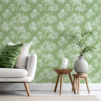 Hawaiian Palm Tree Silhouette Pattern Green ID1093 Wallpaper