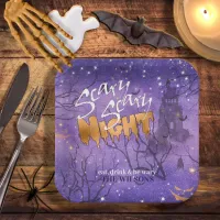 Scary Scary Night Halloween Purple ID946 Paper Plates