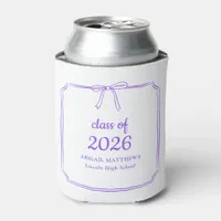 Elegant Whimsical Bow Purple Custom Graduation Can Cooler