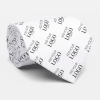 Custom White Business Logo Pattern Professional Neck Tie