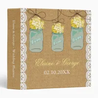 Burlap Yellow Hydrangeas Mason Jar Wedding Planner Binder