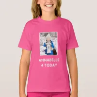 Daughters Name And Photo Bright Pink Birthday T-Shirt