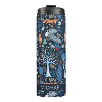 Winter Woodland Blue/Gold ID785 Thermal Tumbler